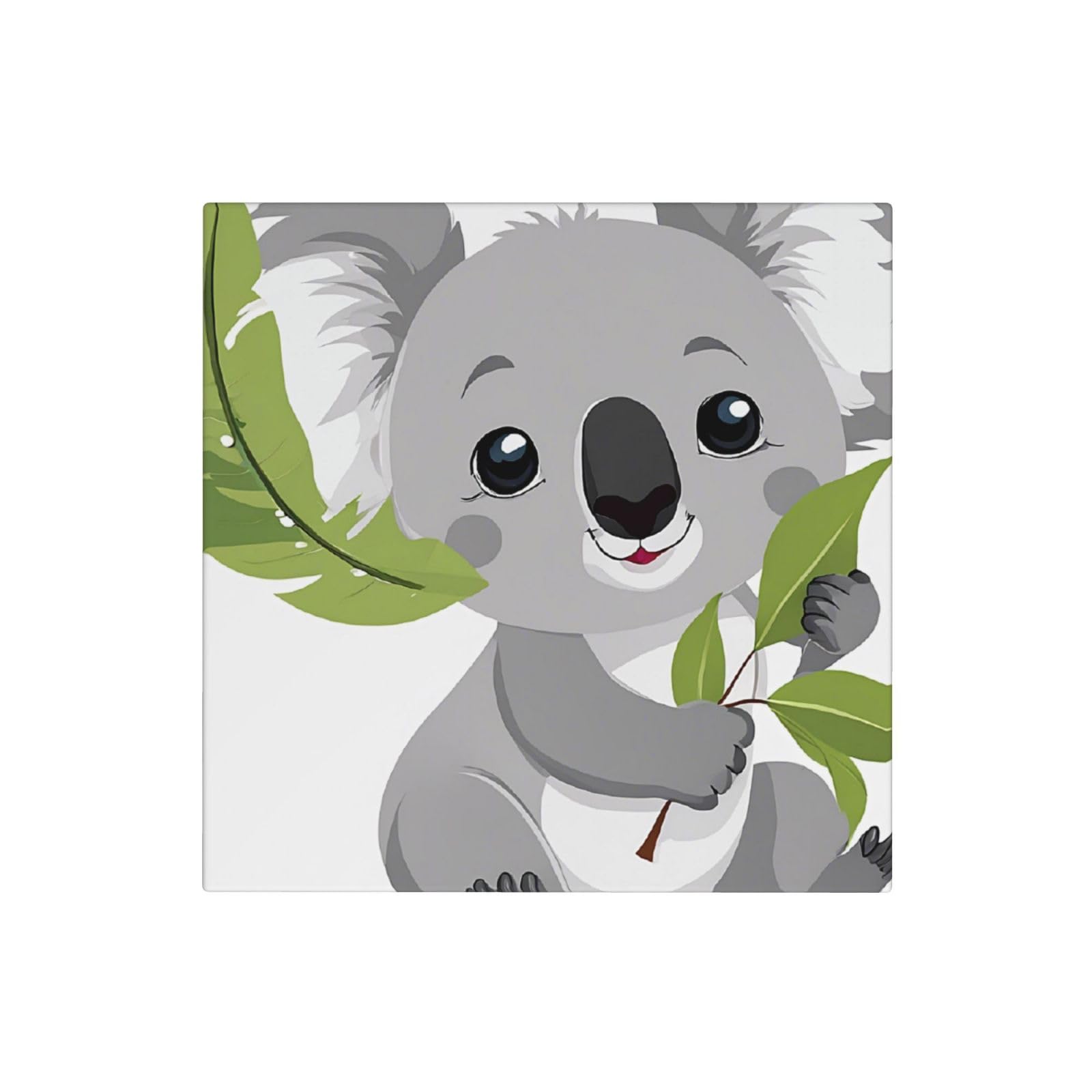 Keramikuntersetzer mit niedlichem Koala-Muster, quadratisch, saugfähig, mit Halter, für Zuhause, Büro, Bar, Restaurant, 6 Stück