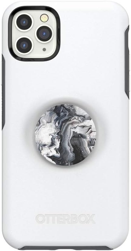 Super Brands Otter + Pop for iPhone 11 Pro Max: OtterBox Symmetry Series Case with PopSockets Swappable PopTop - Polar Vortex and Ghost Marble
