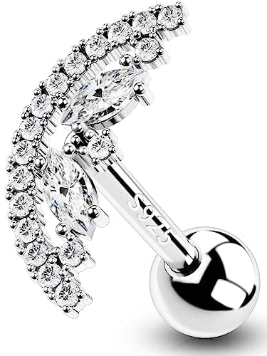 OUFER Piercing All'Elice A Fiore In Titanio G23 - 16G, 8mm, Con CZ Trasparente - Foto 3