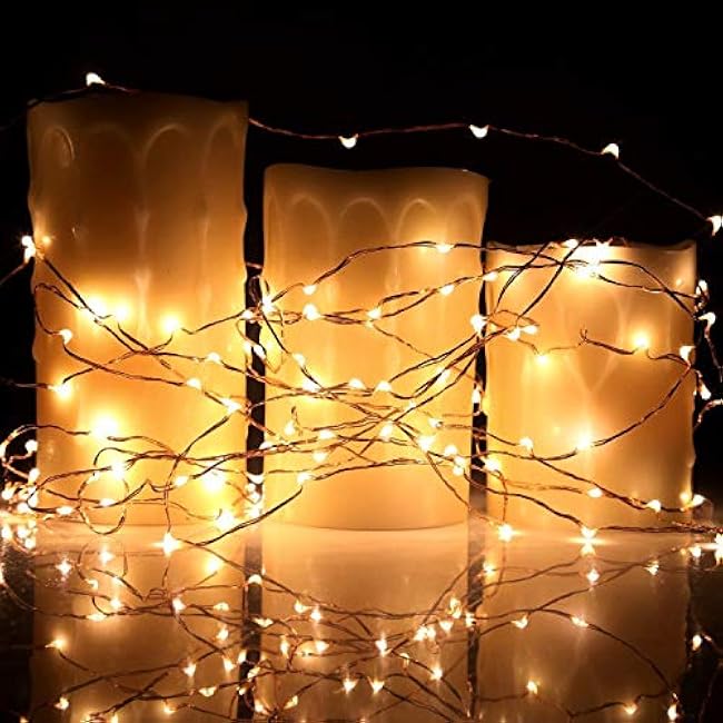 Waterproof Outdoor Solar Powered Copper Wire String Lights Starry Fairy Decorative Rope Lighting for Home Patio Lawn Yard Garden Wedding Party Christmas Decor Decorations 16ft 50 Mini Warm White LEDs
