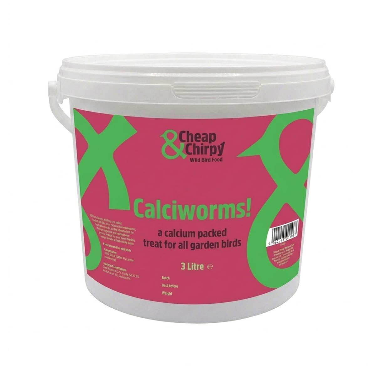 Cheap & Chirpy Calciworms For Wild Birds - 3 Litre Tub - Bird Treats - Duck and Swan Food & Hedgehog, Badger, Tortoise Food (packaging may vary)