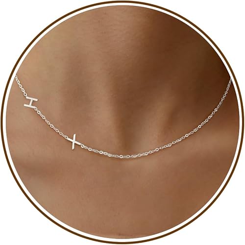 DONYUDE Necklace for Women with Initial H X Letter Necklace Adjustable Sideways 