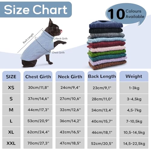 Hjumarayan Hundepullover Kleine Hunde - Schlicht & Elegant Hunde Pullover, Warm Hundepullover mit Geschirrloch, Schöner Hundepulli mit Beinen Hund Pullis für Chihuahua (Blau XS)