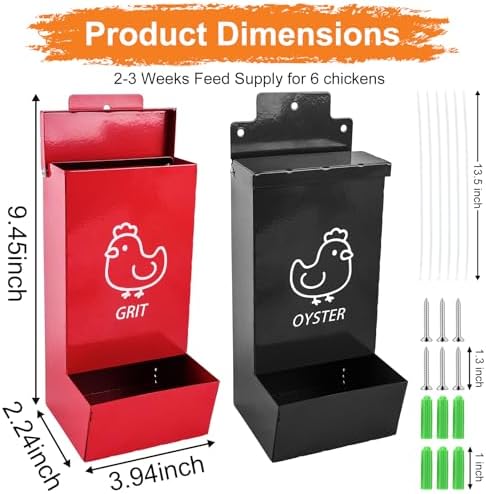 Tsxcnaa Chicken Grit and Oyster Shell Feeder,2 Pack Hanging Poultry Feeder for Chickens Ducks and Quail, Metal Grit and Oyster Shell Dispenser, Weather-Resistant Outdoor Coop Feed Holder — view 6