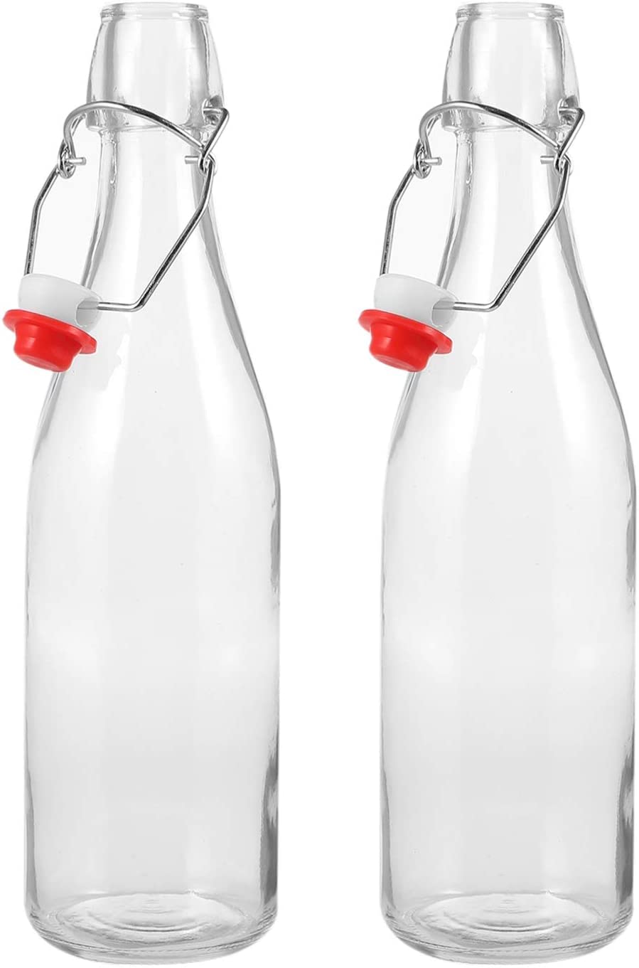 Flip Top Glass Bottle [1 Liter / 33 fl.oz]Set of 2 – Swing Top Brewing Bottle with Stopper for Beverages, Oil, Vinegar, Kombucha,Water, Soda, Kefir – Airtight Lid & Leak Proof Cap – Clear (2)