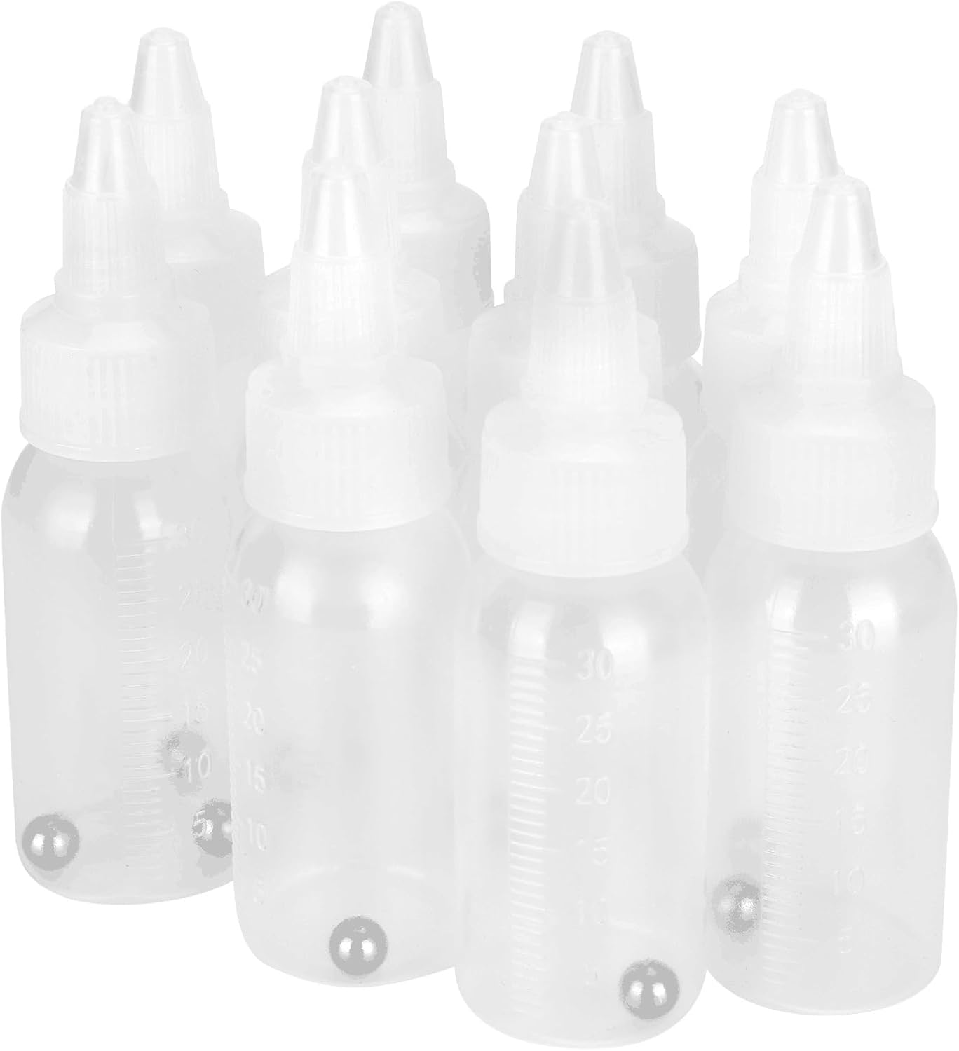 10 PCS Empty Paint Bottle with Twist Top Cap, 30ml / 1oz Small Squeeze Bottles with Tiny Steel Ball, Airbrush Paint Mixing Bottles with Scales for Model Paint DIY Projects (30ML)