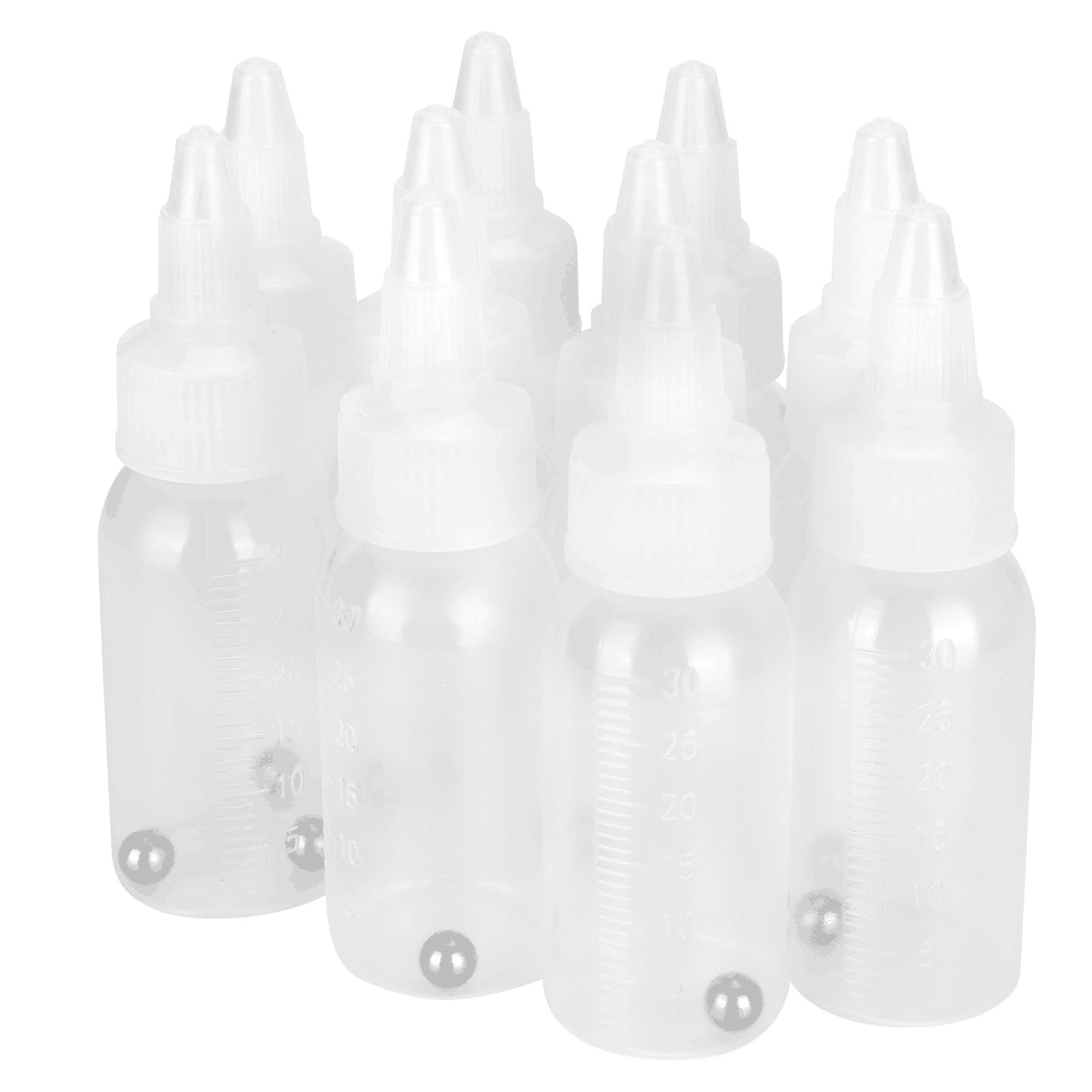 Photo 1 of 10 PCS Empty Paint Bottle with Twist Top Cap, 30ml / 1oz Small Squeeze Bottles with Tiny Steel Ball, Airbrush Paint Mixing Bottles with Scales for Model Paint DIY Projects (30ML)