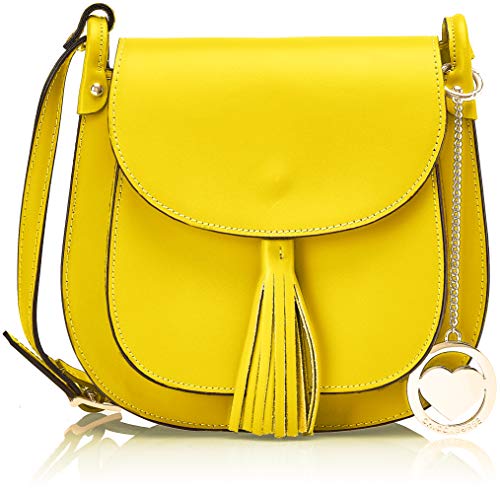 Chicca Borse Cbcad001tar, Bandolera para Mujer, Amarillo (Giallo), 7x21x23 centimeters (W x H x L)