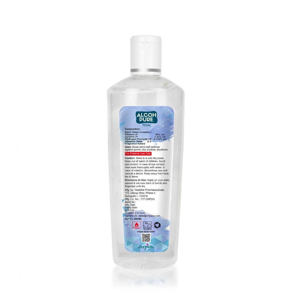 ALCOHPURE Total Hand Rub Spray, 80% Ethanol, WHO Recommended Formula, FDA Approved 200ml (Pack of 2)