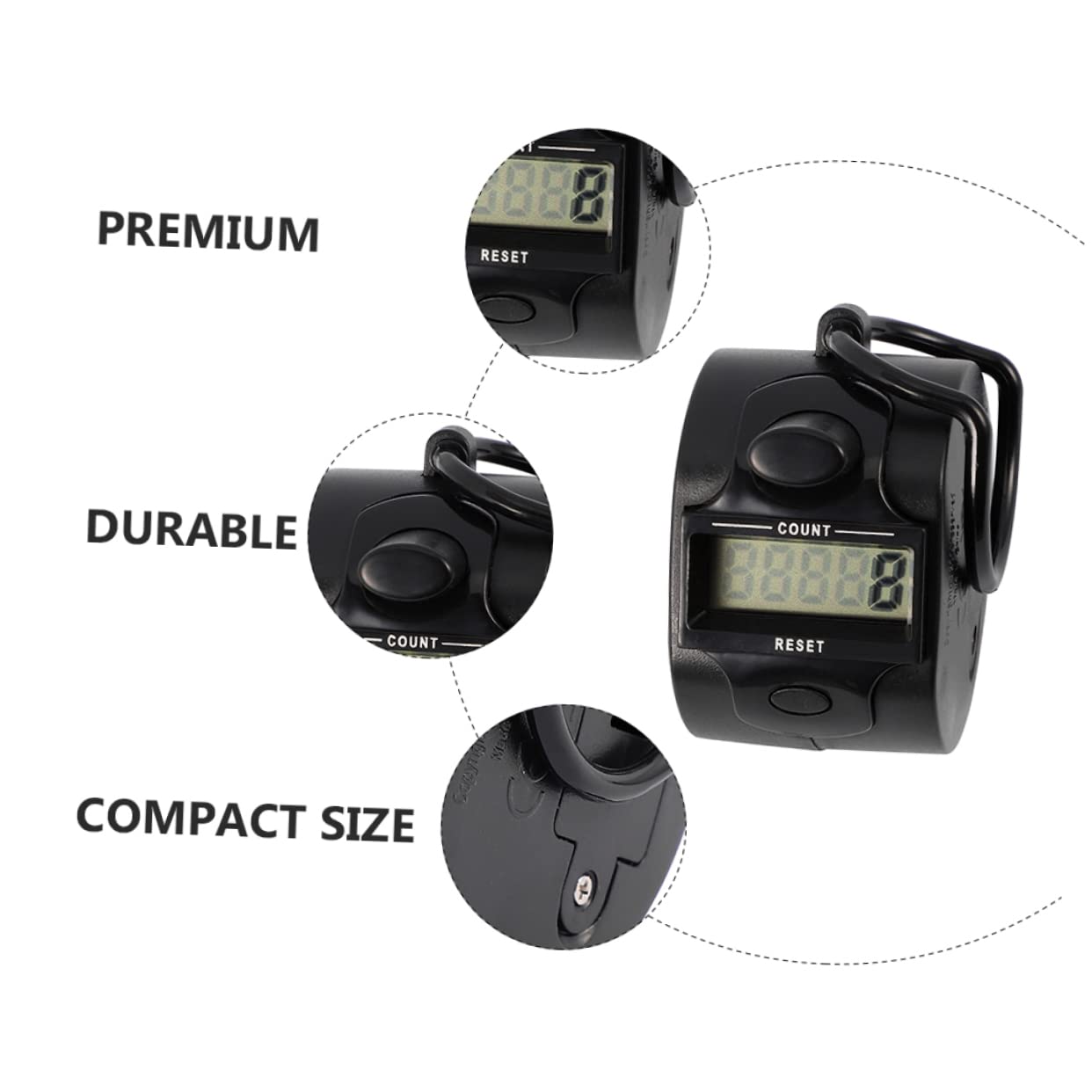 NAMOARLY 2Pcs Handheld Electronic Tally Counters with Finger Ring Clicker for Sports Fitness Precision Pedometer Tool Comfortable Grip Durable Design Color Random