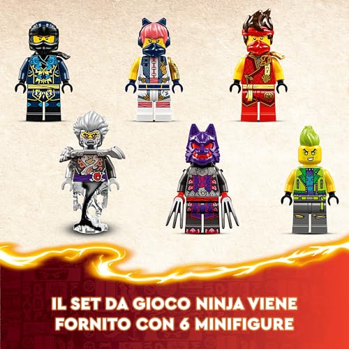 NINJAGO Torneo: Arena di Battaglia, Giochi d'Avventura per Bambini e Bambine da 7 Anni con 6 Minifigure di Eroi Giocattolo Ninja e Tempio con Funzioni da Costruire, Regalo di Compleanno 71818 - Lego - Immagine 4