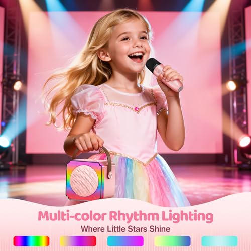 Miniatura 3 de Gontence Juguetes Karaoke Para Niños Con 2 Micrófonos, Tarjeta De Regalo, Tarjeta Tf, Luces Led, Efectos De Cambio De Voz, Karaoke Regalos Para Adultos, Niña Niño 4, 5, 6, 7, 8 Años
