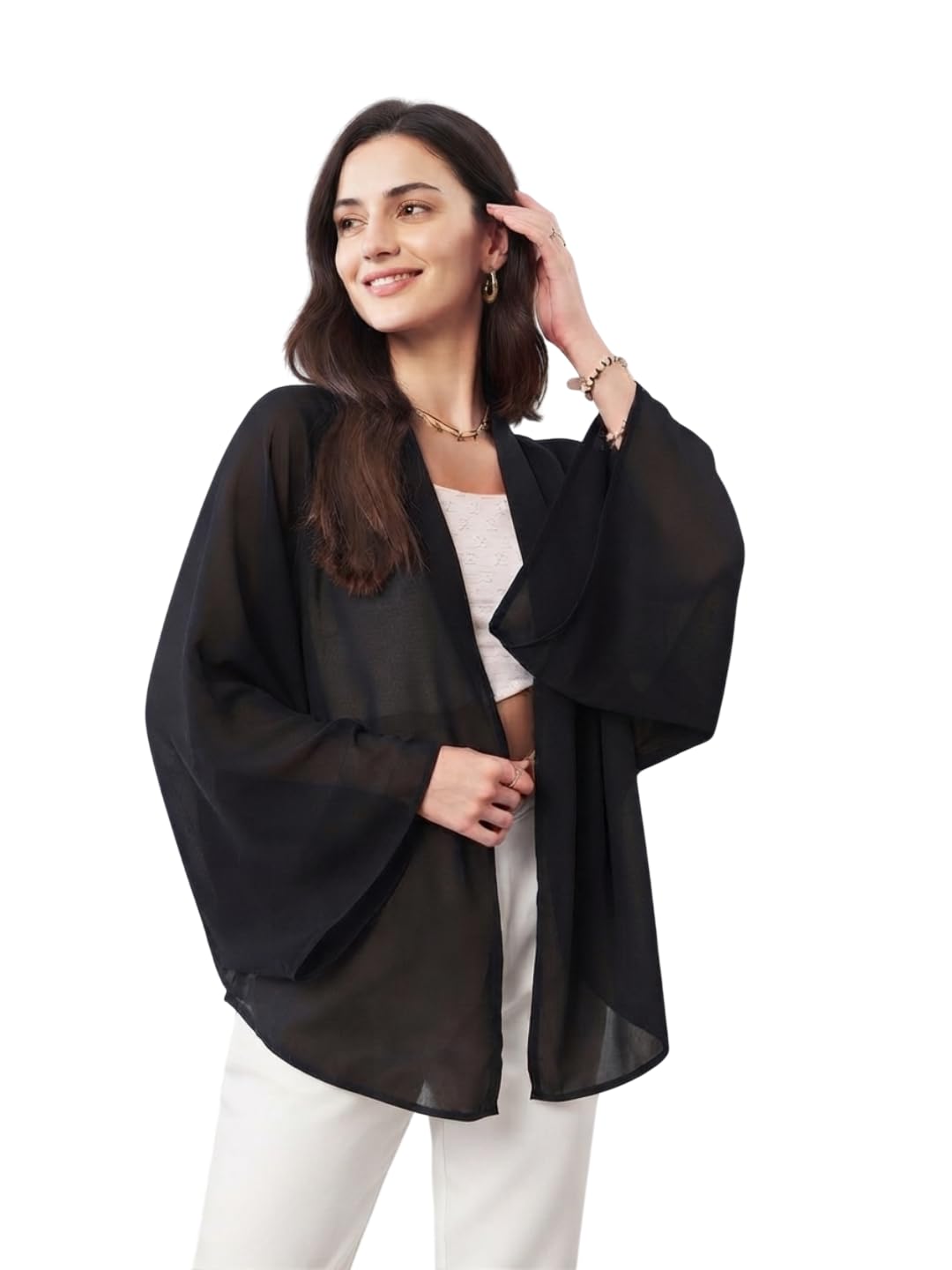 anvi be yourself Shrug for Women | Lightweight Georgette Kimono | Versatile Casual Shrug for Layering and Summer Fashion-picture-28