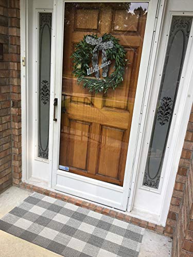 Levinis Buffalo Check Rug, Buffalo Plaid Rug 4×2, Grey Plaid Rugs, Grey Area Runner Rug For Porch/Kitchen/Living Room/Bedroom/Dinning Room/Dorm #TOP1