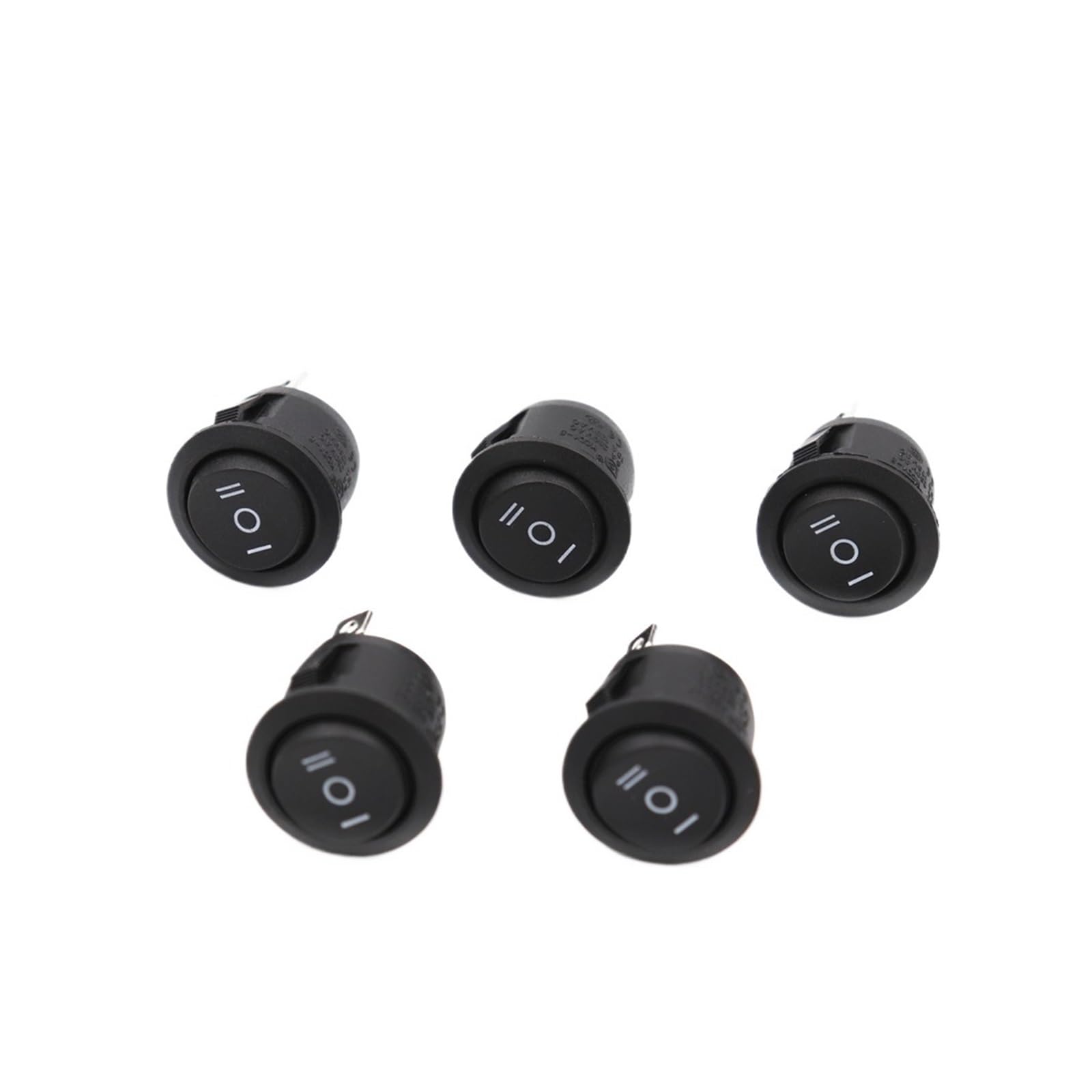 KUKEUC77Q 5Pcs KCD1 220v 2Pin ON/OFF Round Rocker Switch,3Pin ON/OFF/ON(3Pin ON OFF ON black)