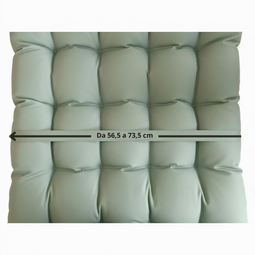 Atout Ciel Cuscino trapuntato bicolore per bagno di sole, lettino in tessuto idrorepellente 190 x 60 cm, 4 varianti, stampa verde/tinta unita verde