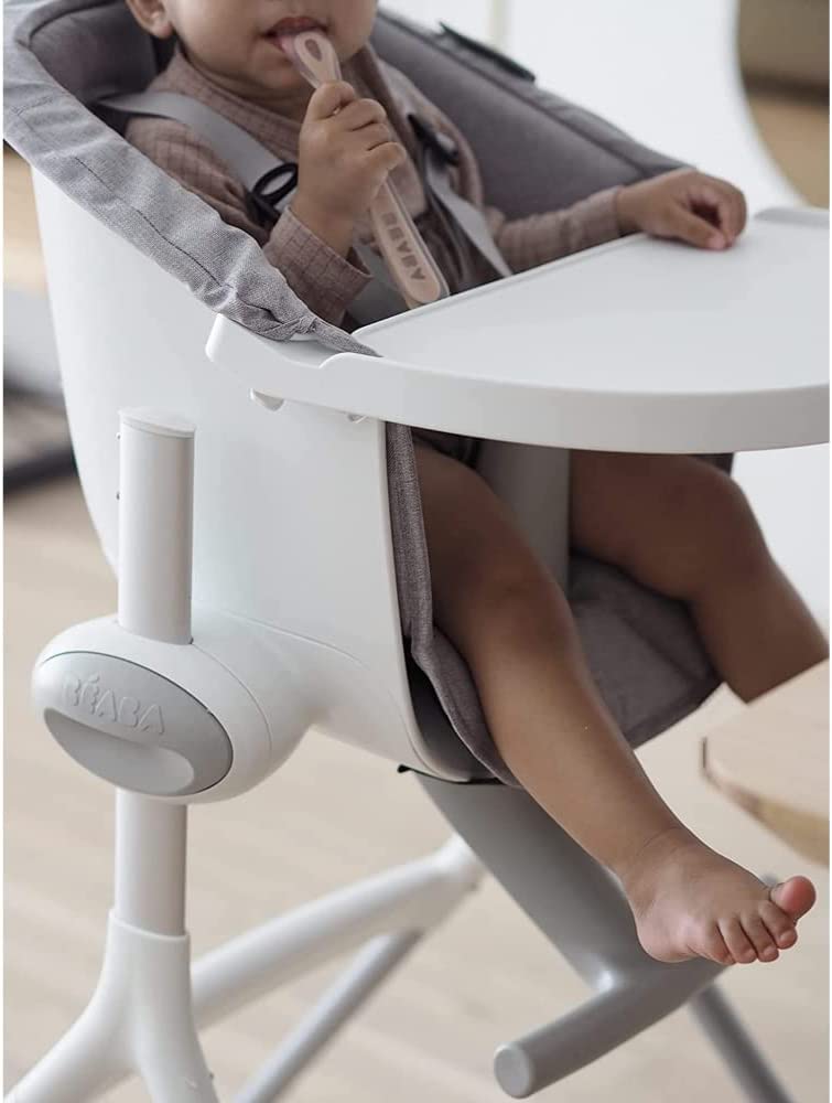 BÉABA, Coussin pour Chaise Haute Bébé, Compatible Chaise Haute Up and Down, Ergonomique, Ultra Confortable, Pratique, Facile d'entretien, Grey