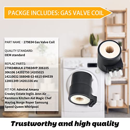 Funmit 279311 Ignitor And 279834 Gas Valve Solenoid Coils By Funmit, Gas Dryer Repair Kit Replaces Wp338906 Ap3094138 Ps334310 12001349 thumb #4