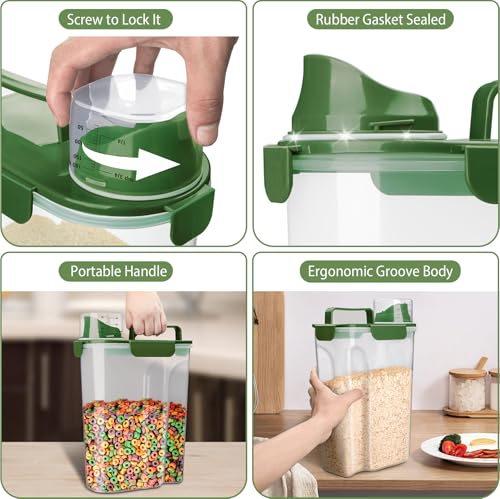 Image of Komzon Rice Container, Airtight Rice Storage Container 10lb, Cereal Containers Storage, BPA Free Food Dispenser with Pouring Spout Handle for Flour Pasta Grain, Pet Dog Cat Bird Food Storage Container