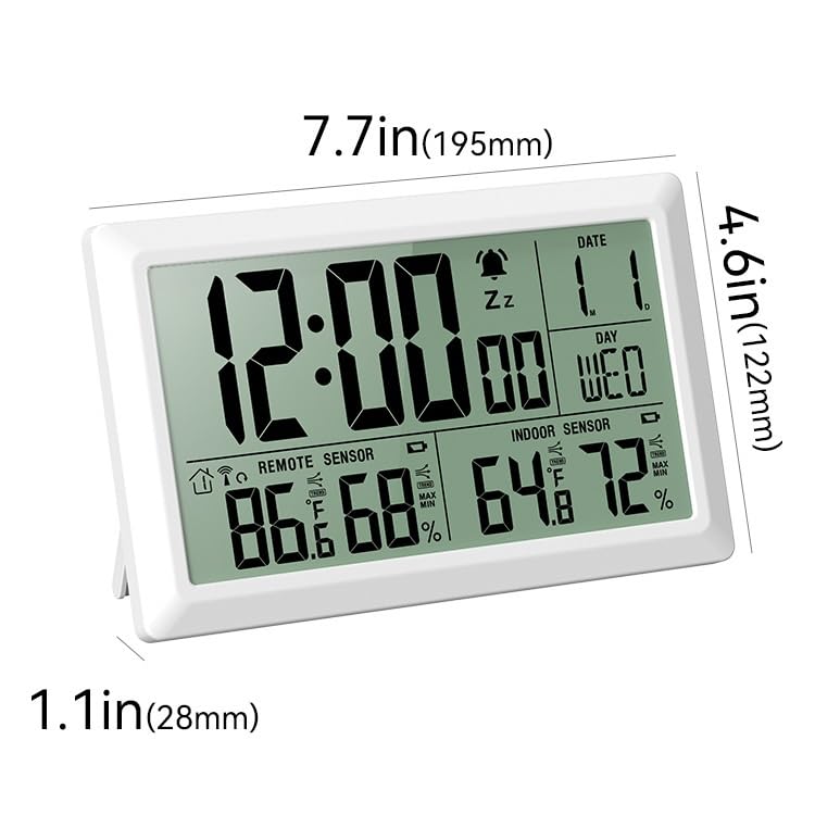7.5 inch Large Screen Alarm Clock Calendar Hygrometer