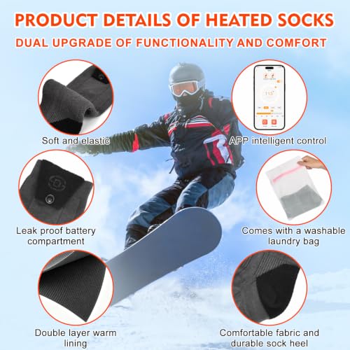 Netraty Heated Socks for Men Women, 7000mAh Rechargeable Foot Warmer Socks - image 9
