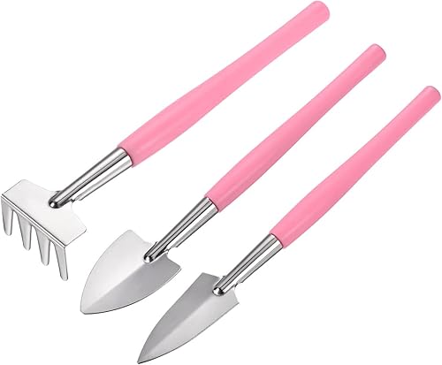 MECCANIXITY Gardening Tools - Juego de 3 rastrillos de pala de hierro para trasplante de plantas, kit de excavación para el cuidado de las plantas,