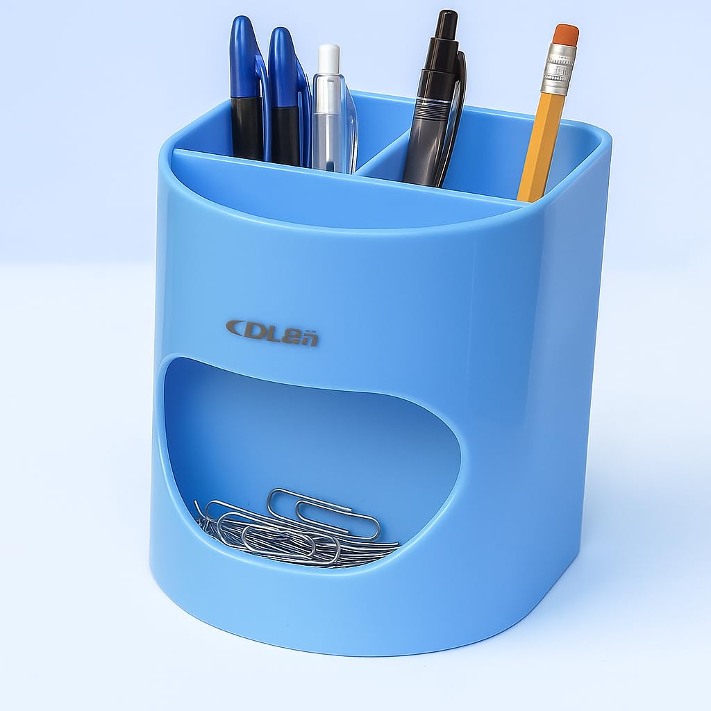 AccuPrints Pen & Pencil Holders and Stationery Organiser Holder I 3 Compartment Plastic Case Holder I Multi-Functional Storage & Display Stand for Home, Office Table Accessories (Sky Blue) (A5P2) 3