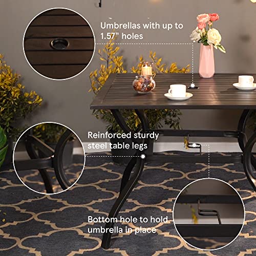 Hera's Palace Outdoor Dining Table Set, 5 Pieces Patio Dining Sets For 4 Person - 37”Square Garden Table With Umbrella Hole And 4 Dining Chairs For Garden, Yard, Black #TOP2