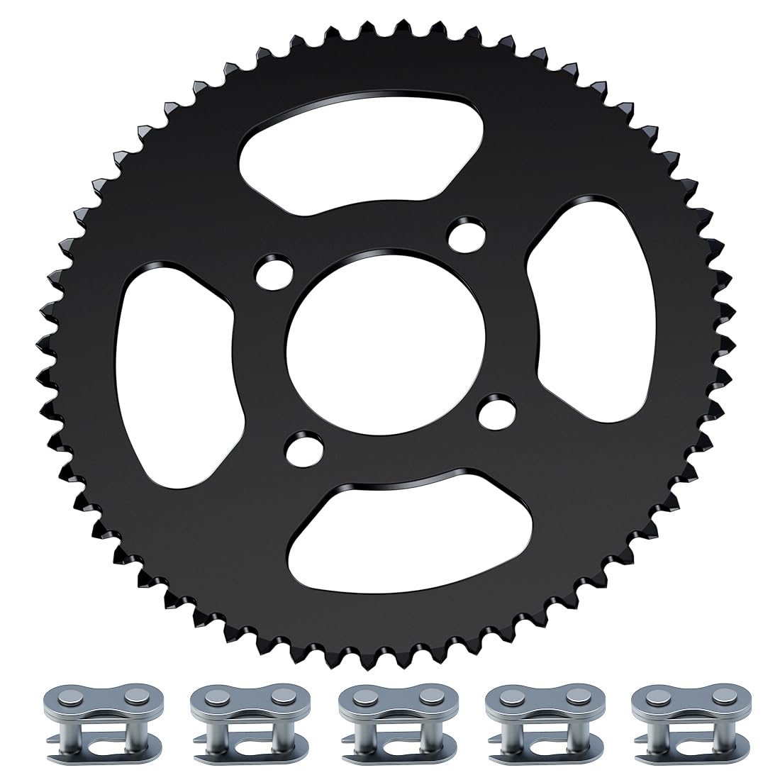 YOXUFA 60 dientes # 35 cadena rueda trasera piñón 51mm diámetro 4 agujeros con enlace maestro para Predator 79cc 212cc 420cc Mini bicicleta Trike ATV Go Kart piezas