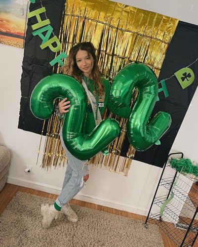 Image of Dark Green Number 2 Balloon 40 Inch, 2nd Birthday Decoration, Sparkling 2 Number Balloon Party Decor