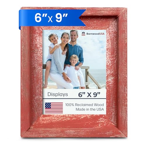 BARNWOODUSA Farmhouse Style Rustic Picture Frame, Bedroom, 6x9, Rustic Red