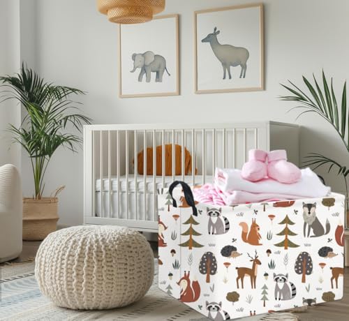 Image of Rectangular Kids Storage Bin Gift Basket - Cute Kids Toy Organizer Shelf Book Basket Room Decor(Animal)