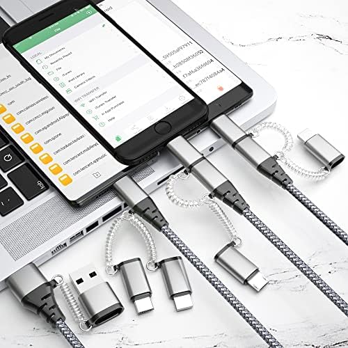 Multi Charger Cable, USB C to USB C Charger Cable 60W PD USB A/Type C to Lightning/Type C/Micro USB Sync-and-Charge Nylon Braided Cable Compatible with iPhone kindle Samsung Galaxy Huawei Tablet
