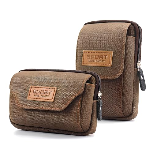 2 Pièces Housse de Ceinture Téléphone, Sac Banane Homme Multifonctionnel pour Randonnée Camping Vélo, Pochette Portable jusqu'à 6,5 Pouces, Ceinture...