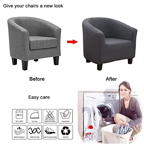 Niluoh Waterproof Club Chair Slipcover Jacquard Tub Chair Cover Stretch Armchair Covers Sofa Cover Furniture Protector For Living Room (Silver Gray) #TOP6