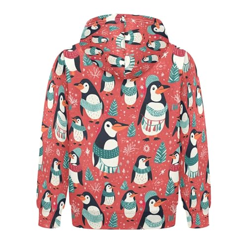 Kids Hoodies Sweaters Christmas Xmas Penguin Hooded Sweatshirts with Big Pockets for Boys Girls B04004202