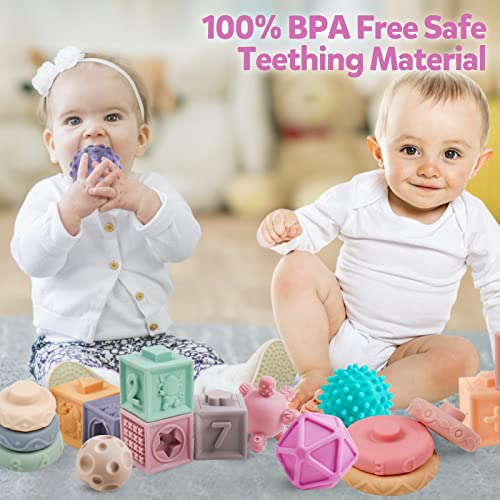 Tsyan Baby Blocks Soft Building Blocks Montessori Toys For Infant 0-6 6-12 Months Baby Sorting And Stacking Sensory Teething Toys Educational Learning Stacking Tower For Newborns Toddlers Babies #TOP4