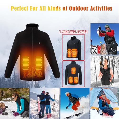 TOUVE Beheizte Jacke, Polarfleece-Heizjacke Beheizbare Weste Heated Jack für Damen Herren, Prämie Beheizbare Jacke, 3 Einstellbar Temperatur Elektrischer Beheizte Weste(Enthält keine Powerbank)
