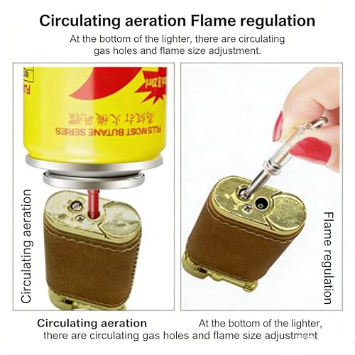 Encendedor de gas butano estilo vintage con rueda de molienda miniatura 3