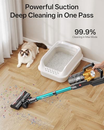 Image of Cordless Vacuum Cleaner, 650W 55KPa 60Mins Vacuum Cleaners for Home, 8-in-1 Stick Vacuum with Charging Dock Station, Powerful Suction, Rechargeable, Versatile for Carpet, Hard Floor, Pet Hair