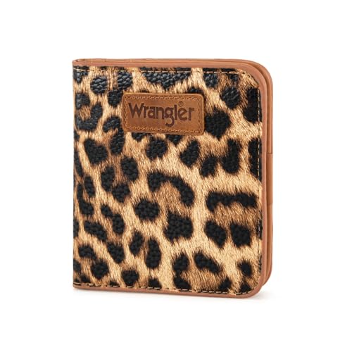 Image of Montana West X Wrangler Small Leopard Print Wallets for Women Slim Thin Wallet Card Cases Money Organizer Thin Mini Pocket Wallet with Rfid Lining and A Coin Purse