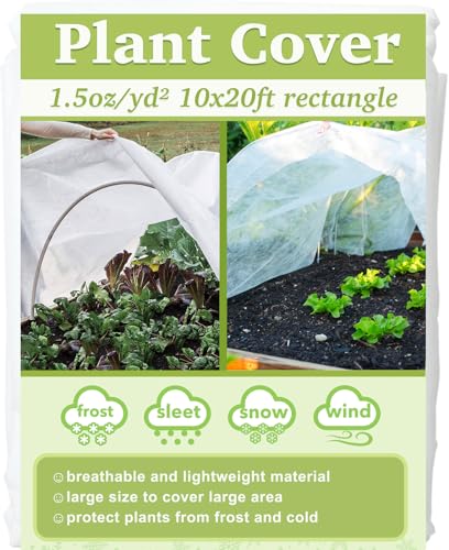 Walwe Plant Covers Freeze Protection 10x20ft Floating Row Cover 1.5oz/yd² Plant Covers for Winter Garden Fabric for Cold Sun Protection