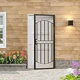 Lakenyon Prehung Steel Security Screen Door, 32' x 80', Black Diamond Mesh, All-Steel Construction, Modern Storm Door for Front Entry, Weather-Resistant & Durable Front Door Screen