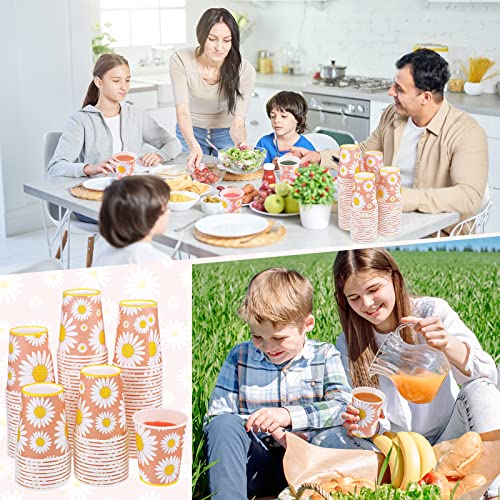 100 Pcs Disposable Cups Daisy Flower Paper Cups 9 Oz Cups White Daisies Paper Party Cups Cold Beverage Drinking Cup For Daisy Flower Party Supplies Summer Spring Wedding Birthday Bridal Shower Travel #TOP5
