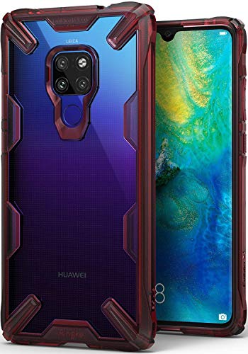 Ringke Fusion-X Designed for Huawei Mate 20 Case Cover Clear Dot PC Back with Rugged TPU Bumper Anti Rainbow Effect Straps Access Design for Huawei Mate 20 - Ruby Red