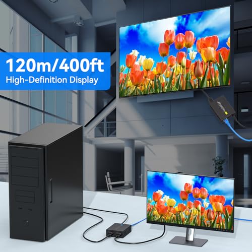 VEDINDUST HDMI Extender Over Ethernet 400FT/120M With Loop Output Through Single CAT5e/CAT6/CAT7 Support 1080P60HZ HDCP EDID Full HD Transmitter and Receiver - Image 4