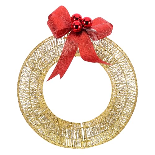 Couronne de Noël lumineuse avec guirlande d'hiver dorée - 2