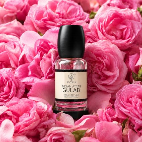 Image of ROZELLA Gulab Authentic Attar for Men and Women | Rose Inspired Concentrated Perfume Oil | Traditional Fragrance Blend | Non Alcoholic Long Lasting Aroma Attar Roll On Perfume | 3 ml