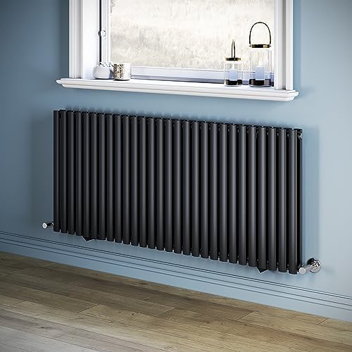 ELEGANT 1800 x 499 mm Anthracite Vertical Oval Column Radiator with Mirror Single Panel Designer Radiators
