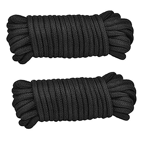 Cenme 64Ft Long (Pack Of 2X32Ft) Soft Twisted Cotton Rope,Durable Long Rope, Brand (2 Pack-Black) #TOP1